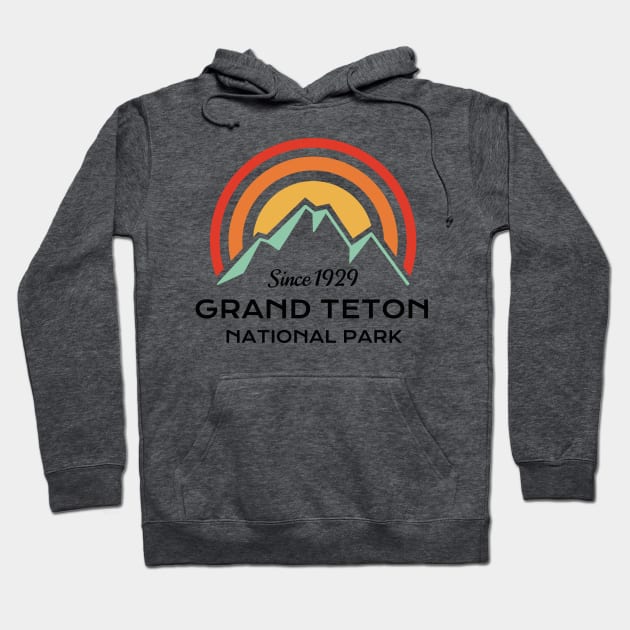 Grand Teton National Park Retro Hoodie by roamfree